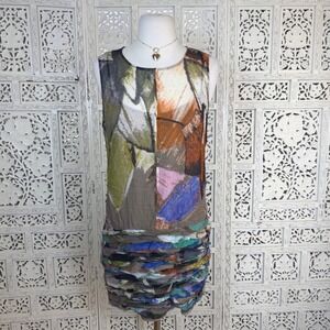 Ali Roe Silk Colorful Dress Sz Womens 6 Artsy Colorful Indie Sleeveless Y2K